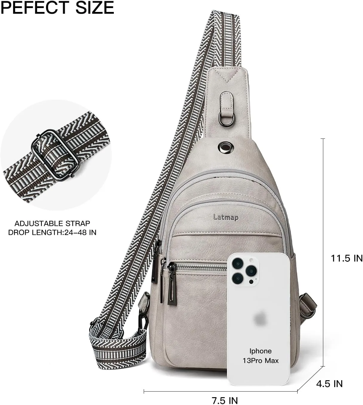 7L Sling Bag For Women Men Crossbody Shoulder Tote Blet Bags Backpack Fanny Pack Travel Purse Faux Leather