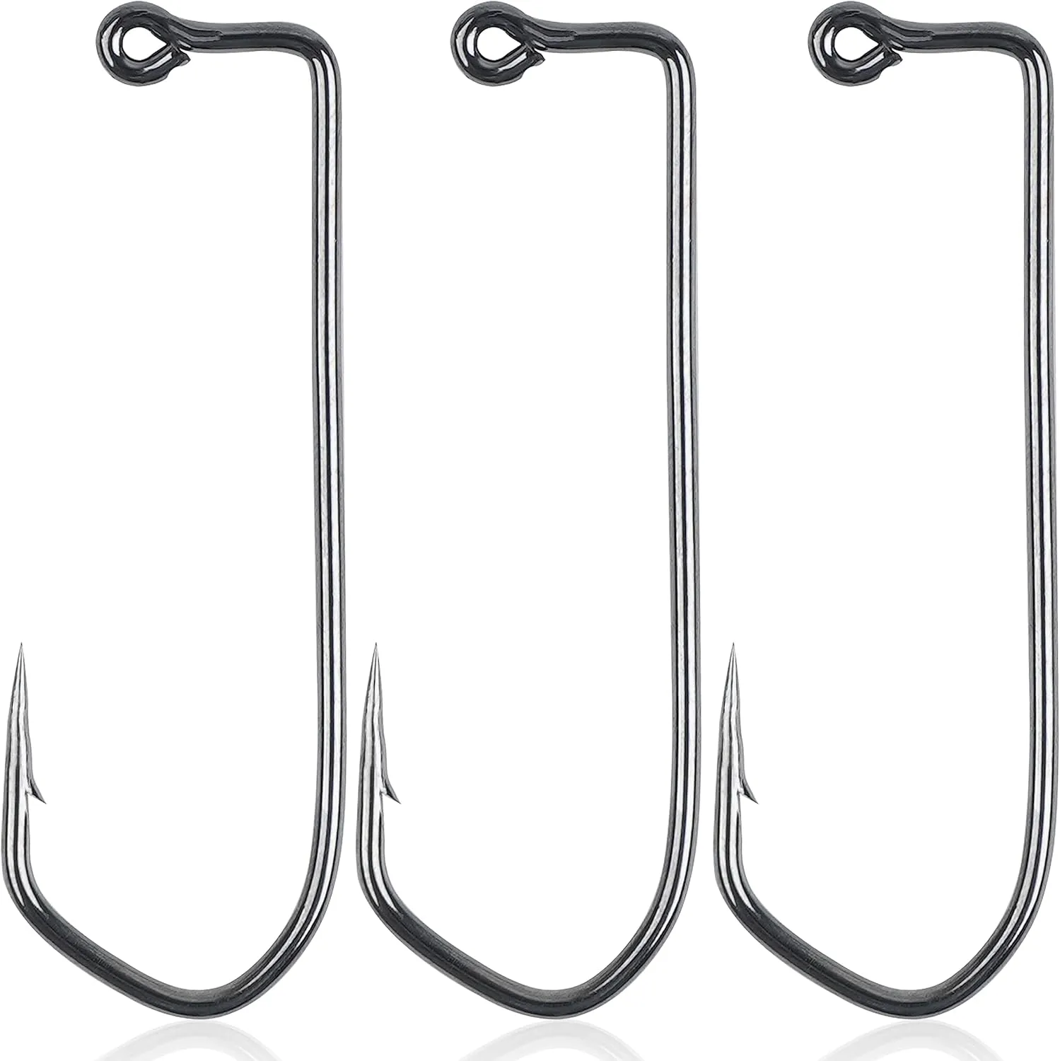 90 Degree Aberdeen Jig Hooks, 110pcs Long Shank Forged Duratin Jig Hooks Heavy Wire Jig Fishing Hooks High Carbon Steel Round Bend Barbarian Hooks Tackle 1/0-6/0