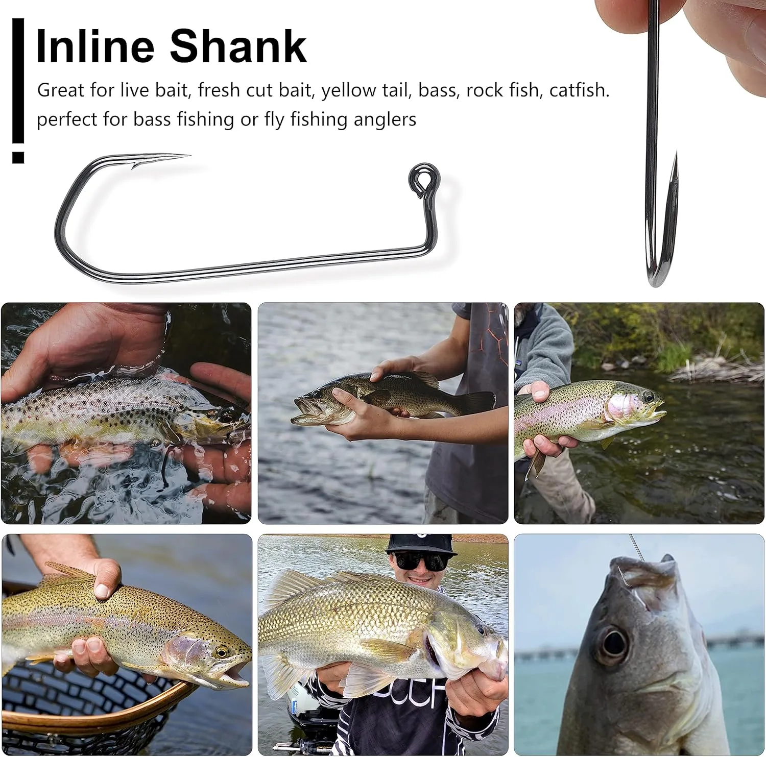 90 Degree Aberdeen Jig Hooks, 110pcs Long Shank Forged Duratin Jig Hooks Heavy Wire Jig Fishing Hooks High Carbon Steel Round Bend Barbarian Hooks Tackle 1/0-6/0