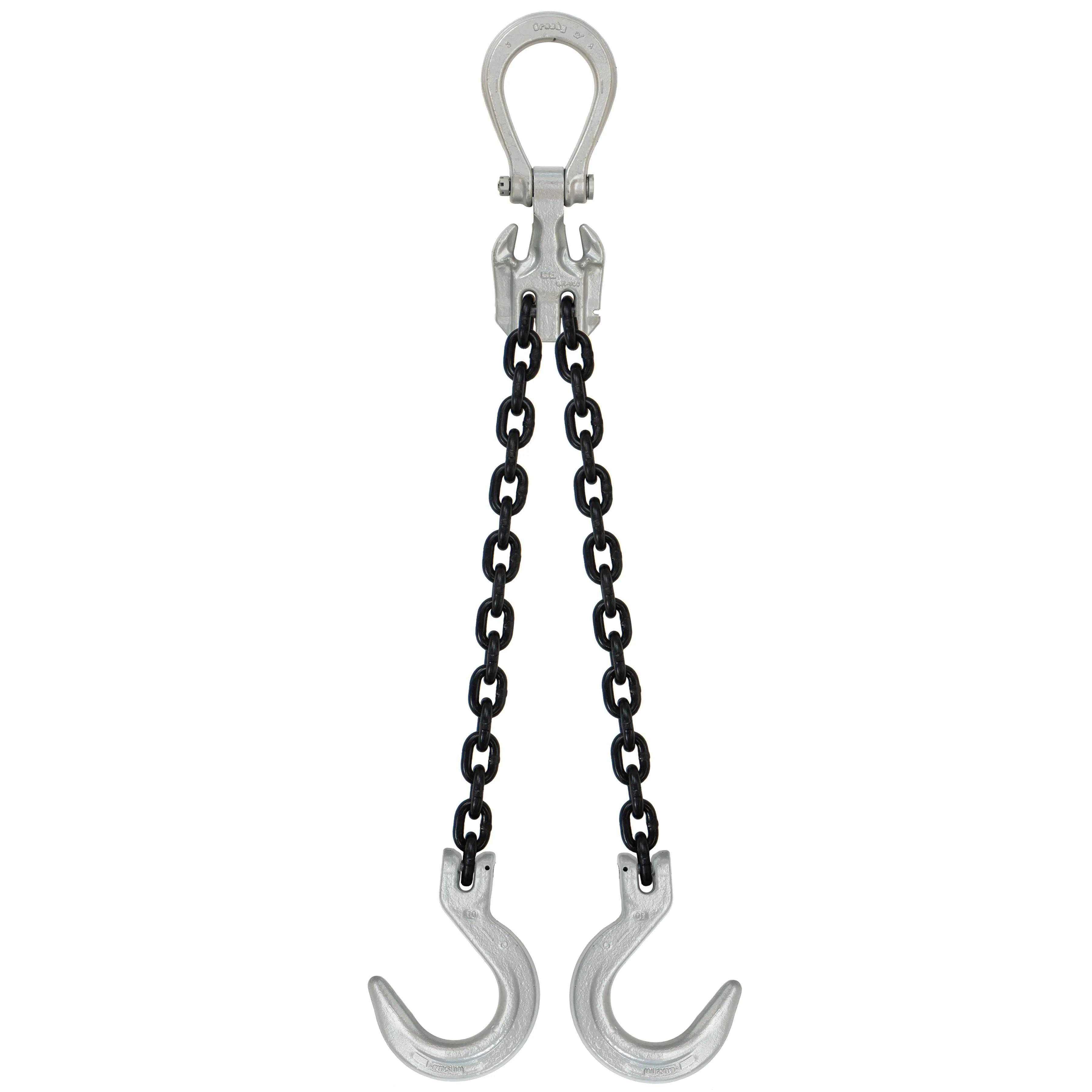 9/32" x 15' - Domestic Adjustable 2 Leg Chain Sling with Crosby Foundry Hooks - Grade 100