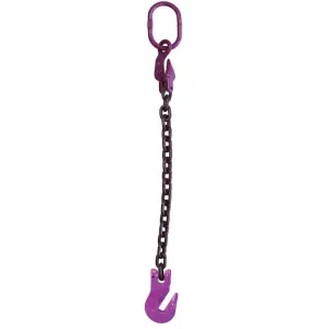 9/32" x 20' - Adjustable Single Leg Chain Sling w/ Grab Hook - Grade 100