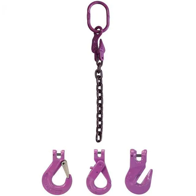 9/32" x 20' - Adjustable Single Leg Chain Sling w/ Grab Hook - Grade 100