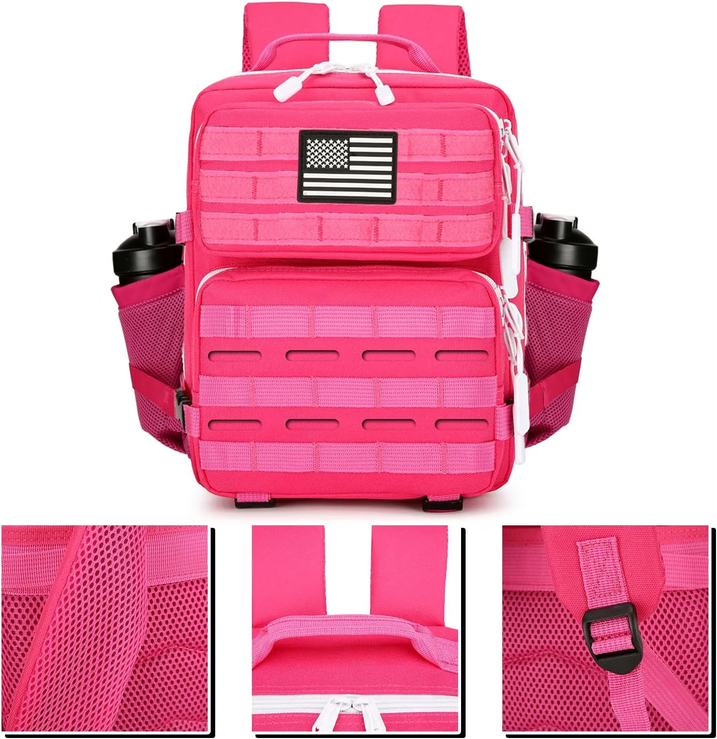 9L Mini Tactical Backpack 9L Assault Pack 9L Tactical Backpack Hiking Fitness Backpack（Rose Red）