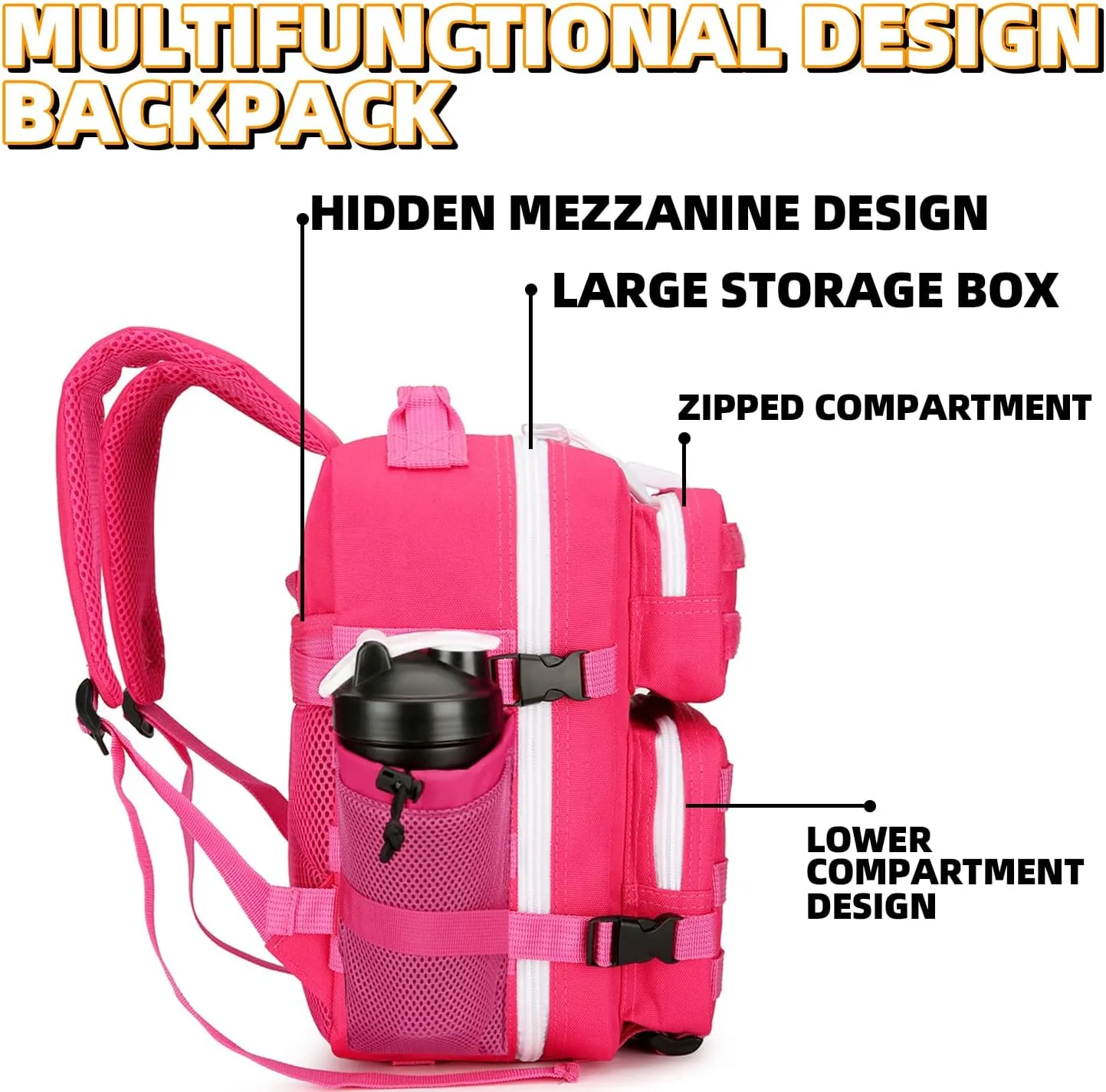 9L Mini Tactical Backpack 9L Assault Pack 9L Tactical Backpack Hiking Fitness Backpack（Rose Red）