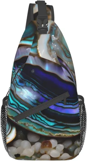 Abalone nacre Print Sling Backpack, Sling Bag, Crossbody Chest Bag Daypack, for Hiking Travel