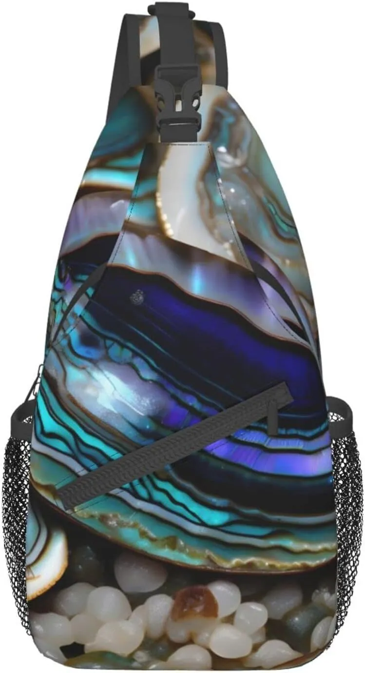 Abalone nacre Print Sling Backpack, Sling Bag, Crossbody Chest Bag Daypack, for Hiking Travel