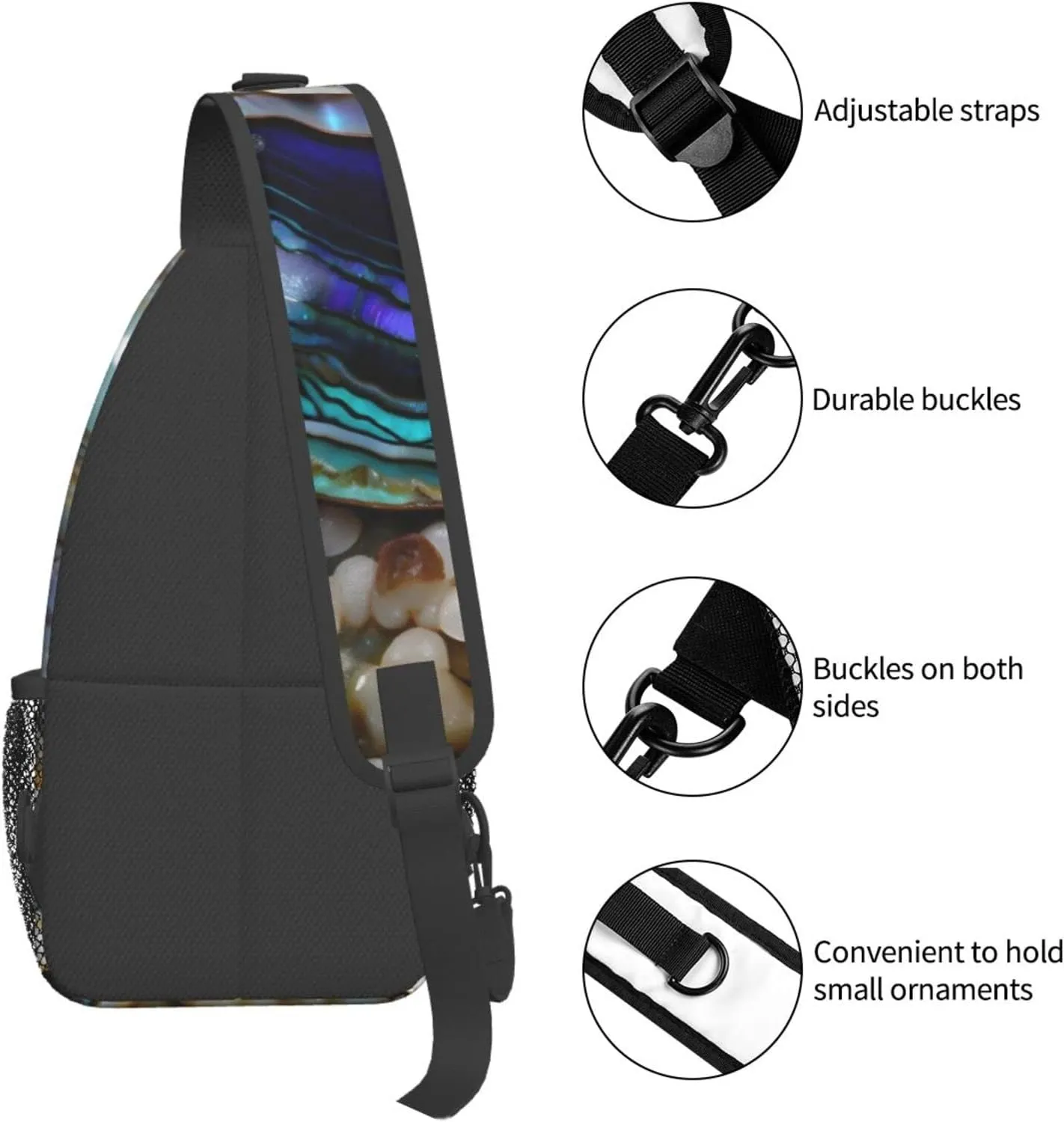 Abalone nacre Print Sling Backpack, Sling Bag, Crossbody Chest Bag Daypack, for Hiking Travel