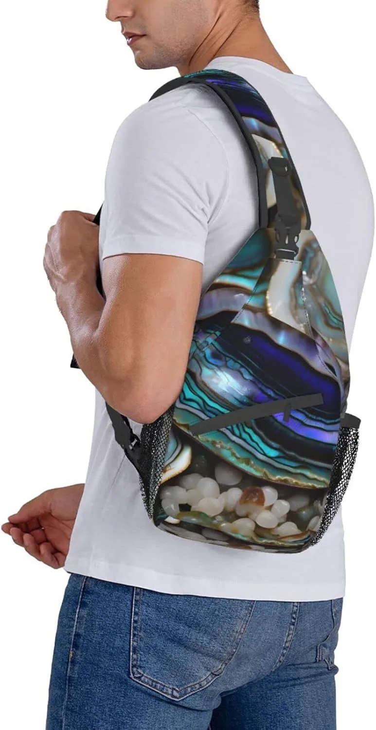 Abalone nacre Print Sling Backpack, Sling Bag, Crossbody Chest Bag Daypack, for Hiking Travel