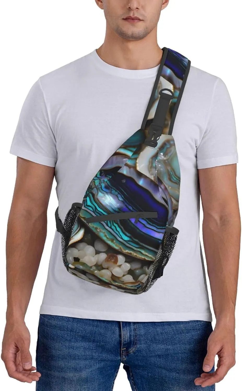 Abalone nacre Print Sling Backpack, Sling Bag, Crossbody Chest Bag Daypack, for Hiking Travel