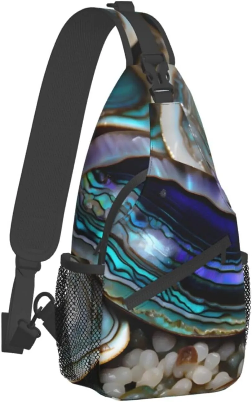 Abalone nacre Print Sling Backpack, Sling Bag, Crossbody Chest Bag Daypack, for Hiking Travel
