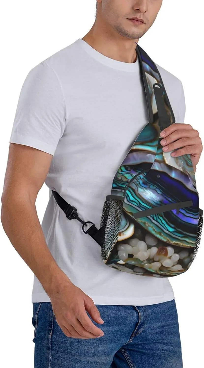 Abalone nacre Print Sling Backpack, Sling Bag, Crossbody Chest Bag Daypack, for Hiking Travel