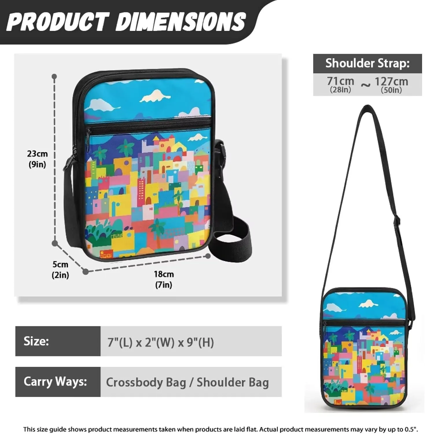 Abstract House Small Messenger Bag Versatile Crossbody Purse for Women Men Artists Painters for Traveling Shopping Exhibitions Lightweight Canvas Satchel Pouch Trendy College Student Essentials
