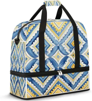 Abstract Patterns Boho Flora Travel Duffle Bag, Collapsible Travel Bag Sports Gym Bag With Shoes Compartment Weekender Bag Overnight Bag For Women Men
