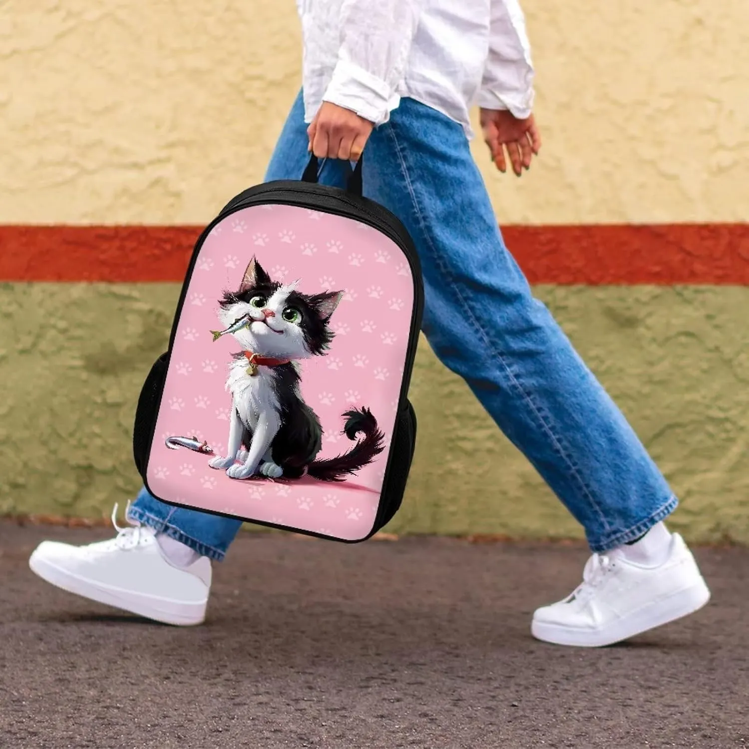 AFPANQZ Cartoon Cat Schoolbag Kids Backpack 17inch School Bags Storage Bag Bookbag Organizer Shoulder Bags Lightweight School Supplies Satchel Big Capacity Organizer Daypack