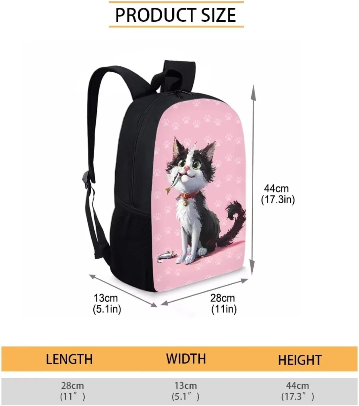 AFPANQZ Cartoon Cat Schoolbag Kids Backpack 17inch School Bags Storage Bag Bookbag Organizer Shoulder Bags Lightweight School Supplies Satchel Big Capacity Organizer Daypack