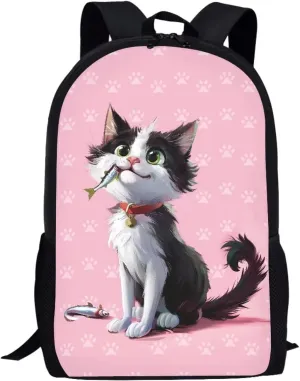 AFPANQZ Cartoon Cat Schoolbag Kids Backpack 17inch School Bags Storage Bag Bookbag Organizer Shoulder Bags Lightweight School Supplies Satchel Big Capacity Organizer Daypack