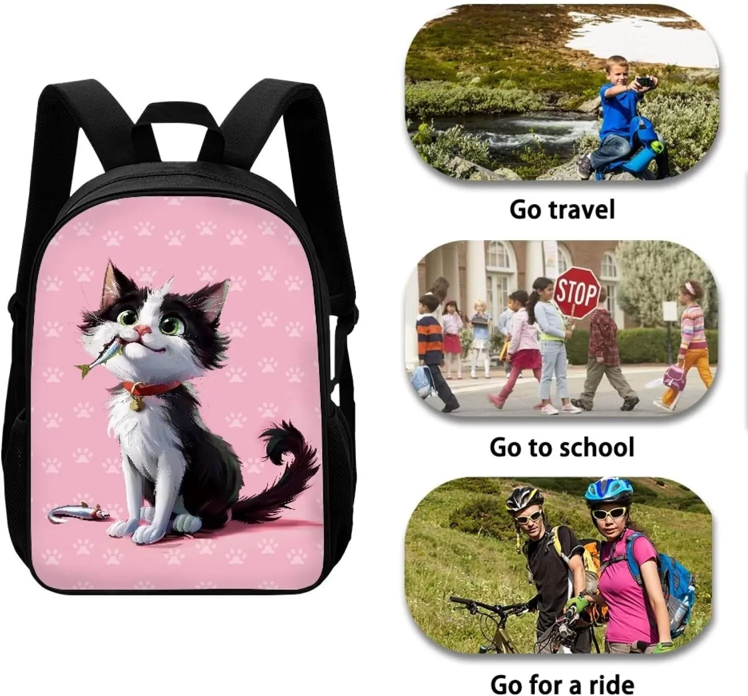 AFPANQZ Cartoon Cat Schoolbag Kids Backpack 17inch School Bags Storage Bag Bookbag Organizer Shoulder Bags Lightweight School Supplies Satchel Big Capacity Organizer Daypack