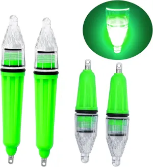 AGOOL Underwater Fishing Light, 4pcs Deep Drop Fishing Light Waterproof Flashing LED Night Fishing Light Attractive Light Green Light Bait Lure Lamp Fishing Bait Lure 5 Colors 6.7 inch 4.7 inch