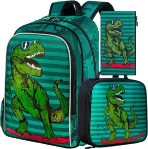 AGSDON 3PCS Backpacks for Kids, 16" Little Kid Preschool School Bookbag and Lunch Box - Unicorn/Mermaid/Flamingo/Dinosaur