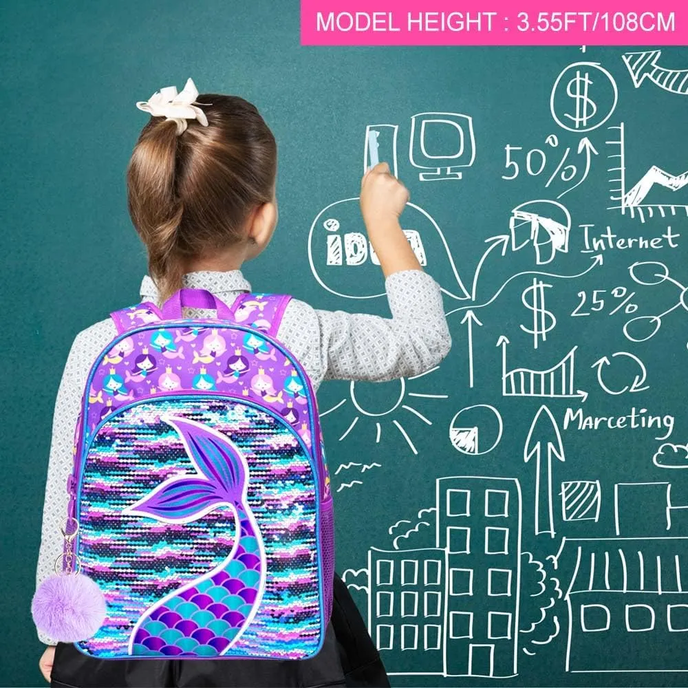 AGSDON 3PCS Backpacks for Kids, 16" Little Kid Preschool School Bookbag and Lunch Box - Unicorn/Mermaid/Flamingo/Dinosaur