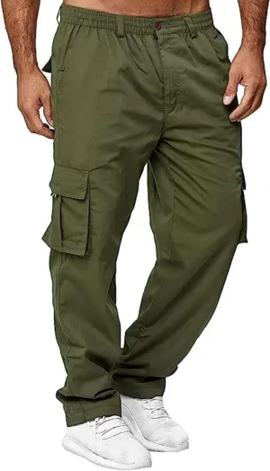 AIFARLD Men's Cargo Pants with Pockets Cotton Hiking Sweatpants Casual Athletic Jogger Sports Outdoor Trousers Relaxed Fit