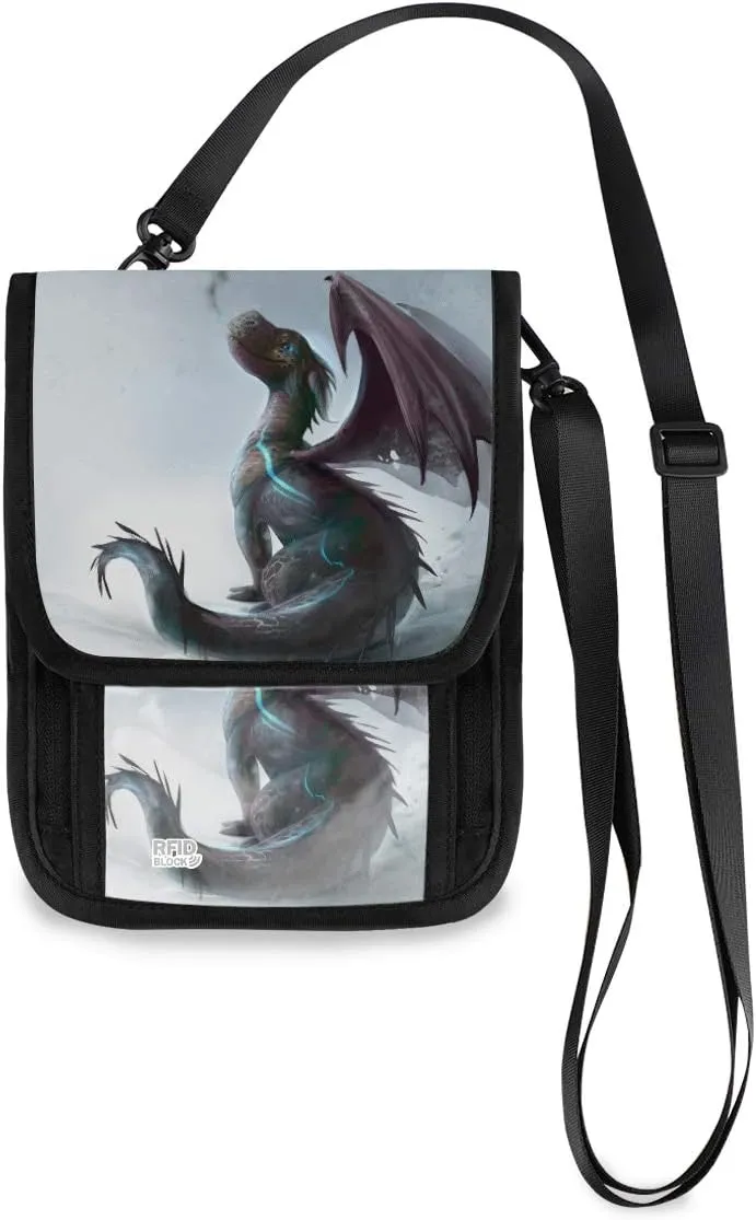 ALAZA Cute Dragon Winter Snow Small Crossbody Wallet Purse Cell Phone Bag Rfid Passport Holder with Credit Card Slots