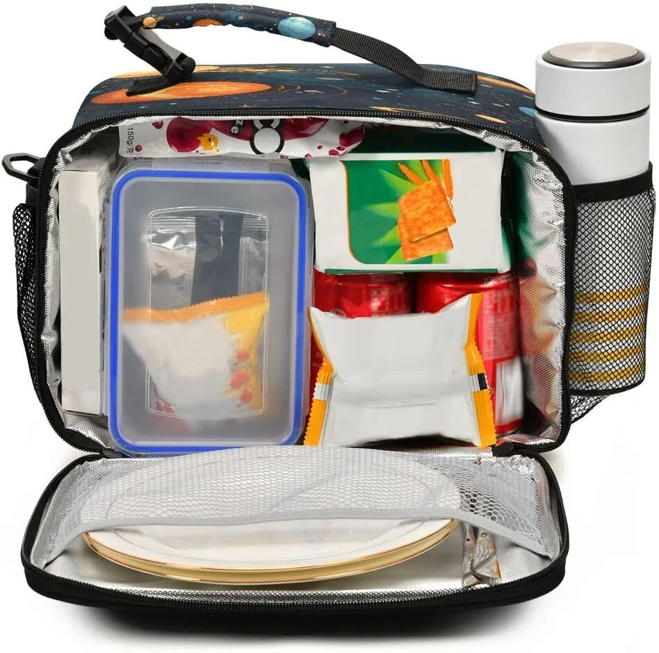 ALAZA Galaxy Nebula Solar System Space Lunch Bag Reusable Insulated Cooler Lunch Tote Bag with Adjustable Shoulder Strap for Boys Girls Travel Picnic
