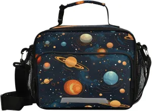 ALAZA Galaxy Nebula Solar System Space Lunch Bag Reusable Insulated Cooler Lunch Tote Bag with Adjustable Shoulder Strap for Boys Girls Travel Picnic