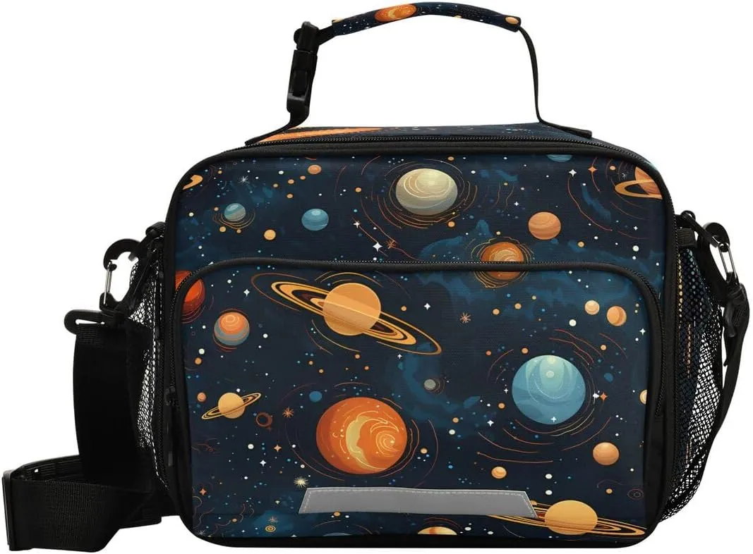ALAZA Galaxy Nebula Solar System Space Lunch Bag Reusable Insulated Cooler Lunch Tote Bag with Adjustable Shoulder Strap for Boys Girls Travel Picnic