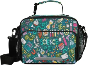 ALAZA Science Theme Chemistry Lunch Bag Reusable Insulated Cooler Lunch Box Tote Bag with Adjustable Shoulder Strap for Boys Girls Travel Picnic