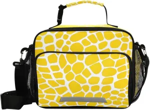 ALAZA Yellow Lizard Skin Print Lunch Bag Reusable Insulated Cooler Lunch Tote Bag with Adjustable Shoulder Strap for Boys Girls Travel Picnic