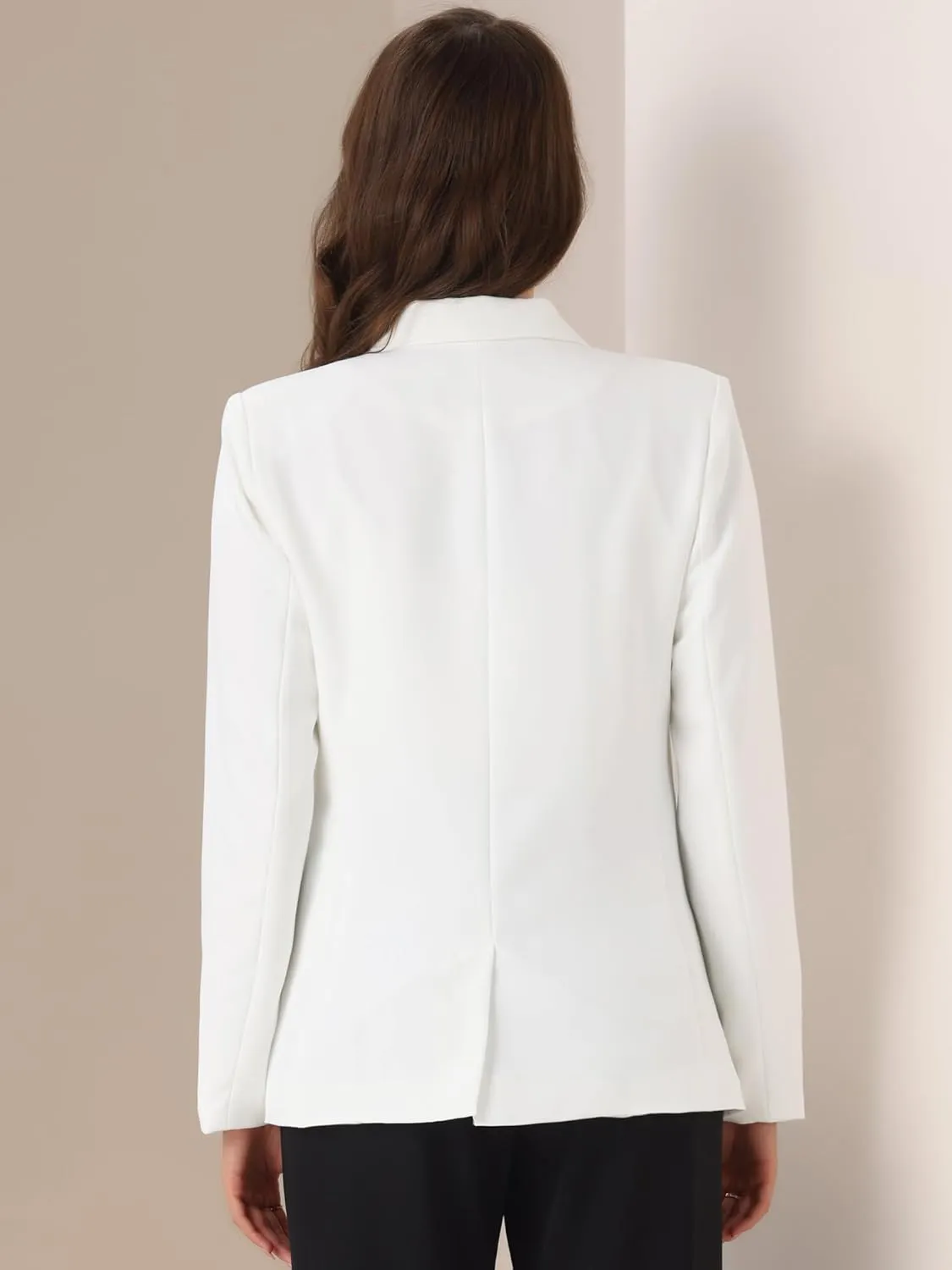 Allegra K Women's Notched Lapel Double Breasted Work Formal Blazer Jacket