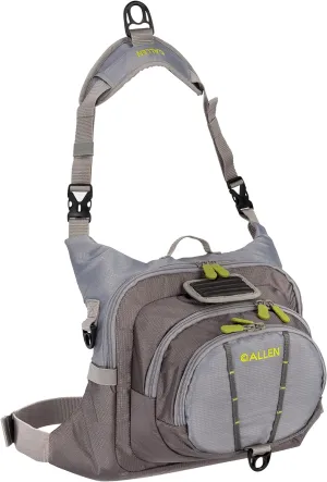 Allen Company Boulder Creek Fly Fishing Chest Pack, Fits up to 6 Tackle/Fly Boxes, Gray/Lime