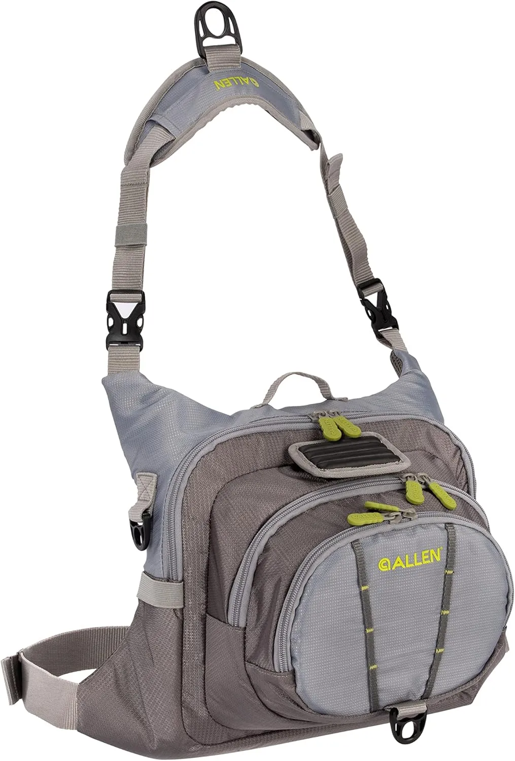 Allen Company Boulder Creek Fly Fishing Chest Pack, Fits up to 6 Tackle/Fly Boxes, Gray/Lime