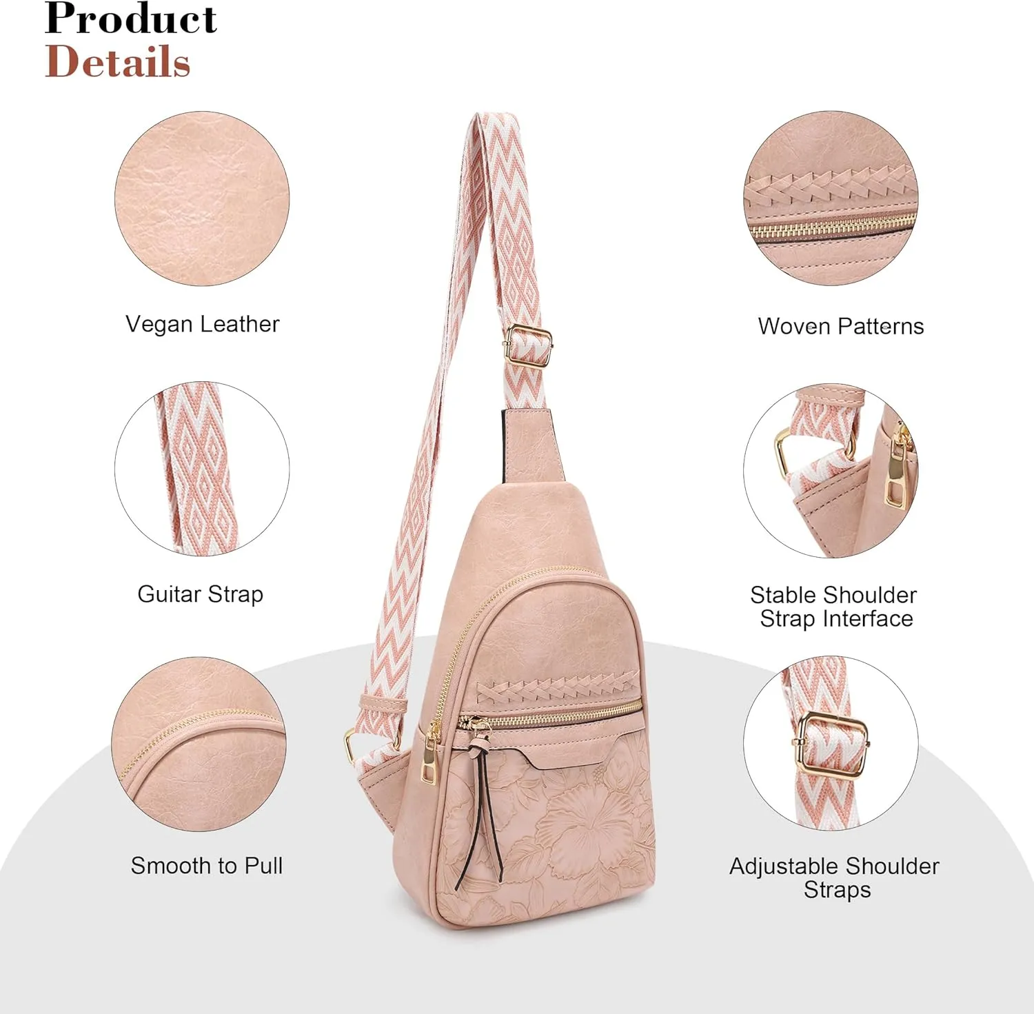 ALYSSA Large Sling Bag for Women Faux Leather Crossbody Fanny Pack Backpack Cross Body Purses 7L Crossbody Bags for Women