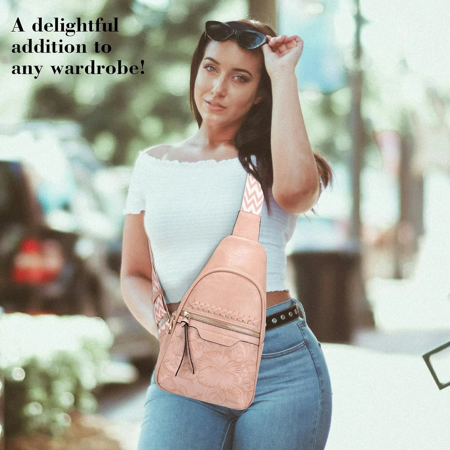 ALYSSA Large Sling Bag for Women Faux Leather Crossbody Fanny Pack Backpack Cross Body Purses 7L Crossbody Bags for Women