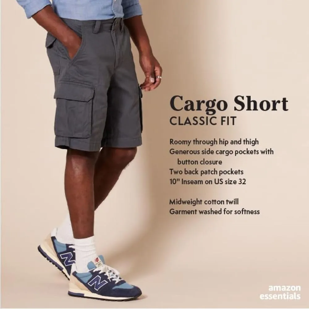 Amazon Essentials Men's 10" Classic-Fit Cargo Short (Available in Big & Tall)