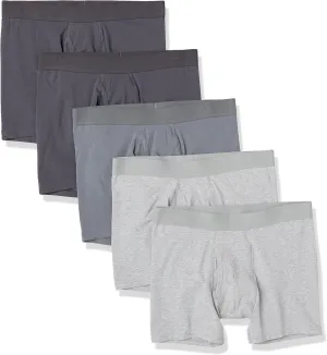 Amazon Essentials Men's Cotton Jersey Boxer Briefs (Available in Big & Tall), 5-Pack