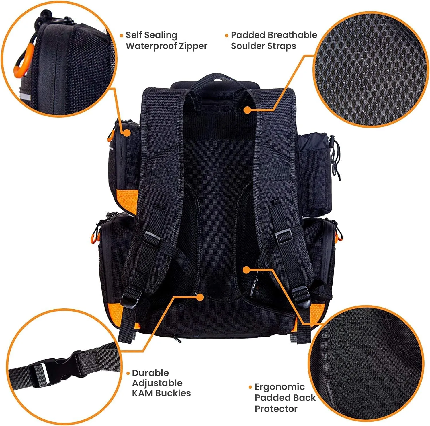 Amber Sporting Goods Fishing Backpack Waterproof Tackle Bag with Protective Rain Cover Includes 4 Tackle Boxes Stainless Steel Fishing Pliers and Lanyard
