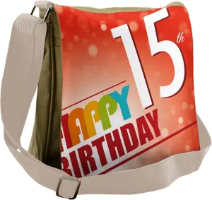 Ambesonne 15th Birthday Messenger Bag, 15th Birthday Concept, Unisex Cross-body