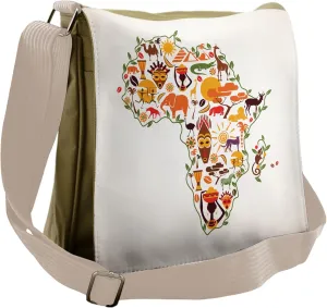 Ambesonne African Messenger Bag, Travel Map Arts, Unisex Cross-body