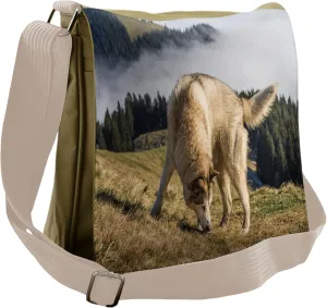 Ambesonne Alaskan Malamute Messenger Bag, Purebred Dog, Unisex Cross-body