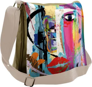 Ambesonne Art Messenger Bag, Paint Strokes Splashes, Unisex Cross-body