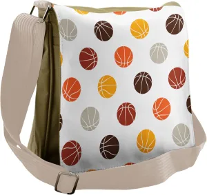 Ambesonne Basketball Messenger Bag, Earthen Toned Balls, Unisex Cross-body