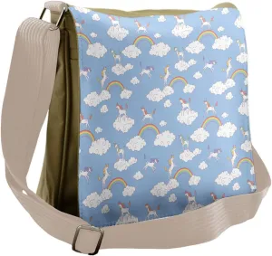Ambesonne Cartoon Messenger Bag, Mythical Creatures Jump, Unisex Cross-body