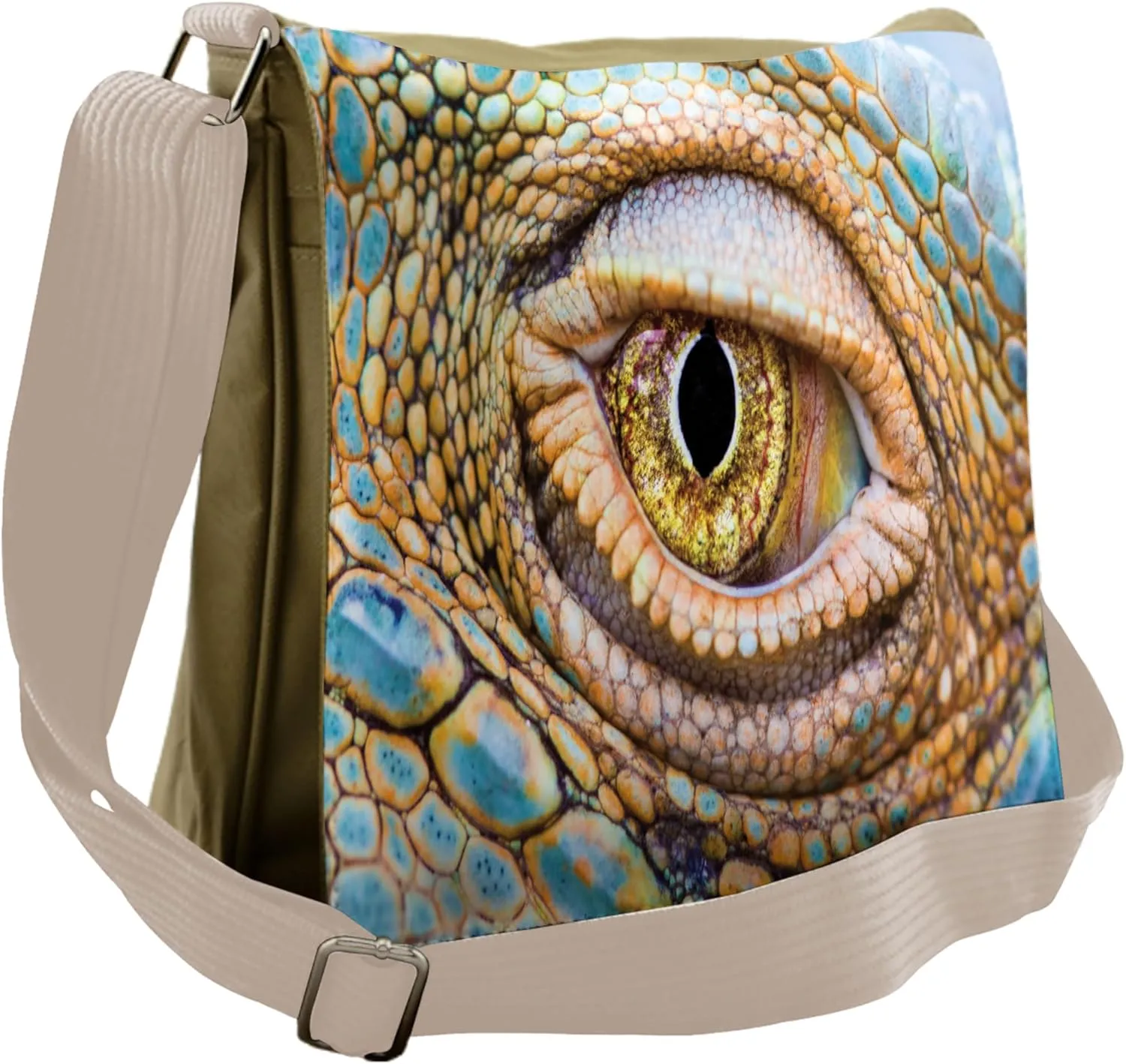 Ambesonne Colorful Messenger Bag, Tropic Reptiles Iguana, Unisex Cross-body