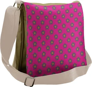 Ambesonne Hot Pink Messenger Bag, Windmill Seem Flowers, Unisex Cross-body