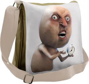 Ambesonne Humor Messenger Bag, Why You No Sleepy Meme, Unisex Cross-body