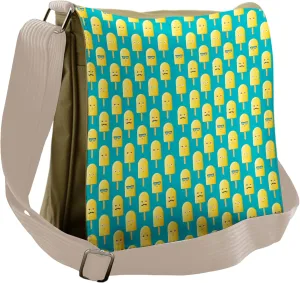 Ambesonne Ice Cream Messenger Bag, Lemon Flavor Face, Unisex Cross-body