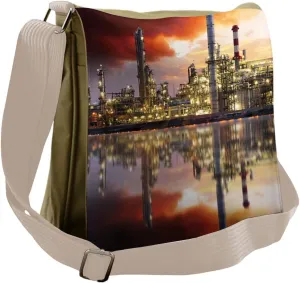 Ambesonne Industrial Messenger Bag, Oil Refinery, Unisex Cross-body